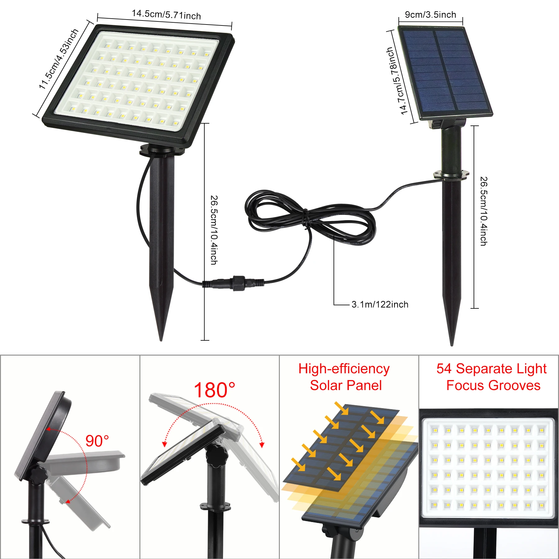 3000k/6000k luz solar da parede luz solar do jardim ip65 à prova dwaterproof água solar spotlight lâmpada de parede de energia solar luzes solares