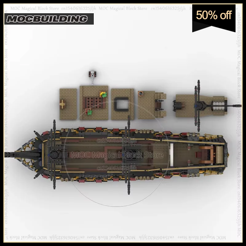 

HMS Theseus MOC Building Blocks Brown Pirate Ship Technology Bricks Revenge Warship Sailboat Ship Boat Set Creative Toys Gifts