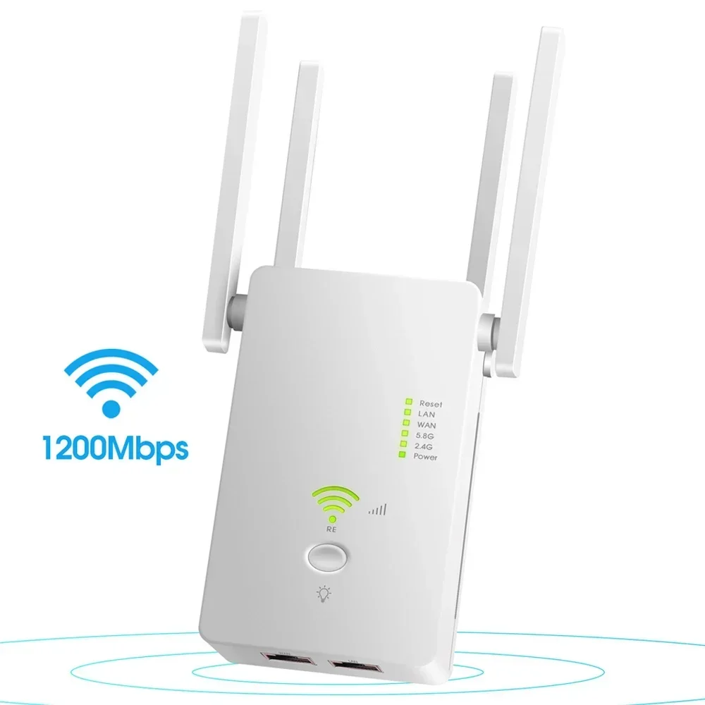 Extensor/enrutador/AP inalámbrico WiFi 5G AC1200, repetidor de doble banda, señal de refuerzo 802.11AC, punto de acceso Wi-Fi de largo alcance de 1200Mbps