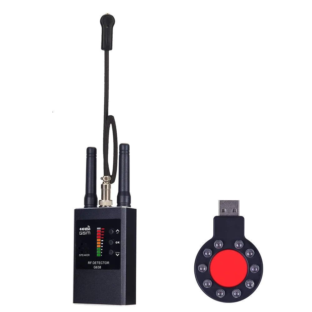 Anti-Spy Wireless RF Signal Detector GSM Audio Finder GPS Scan Detects Radio Devices Professional Anti Candid Camera IR Scanning