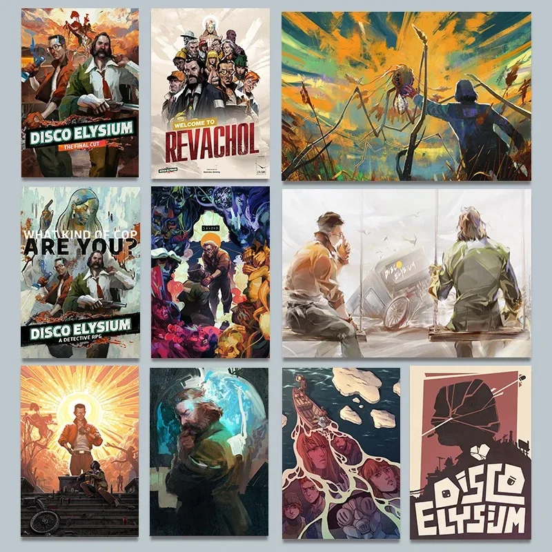 Hot Video Game Disco Elysium Characters Landscape Poster Canvas Painting Wall Art Pictures for Gamer Room Home Decor Gift