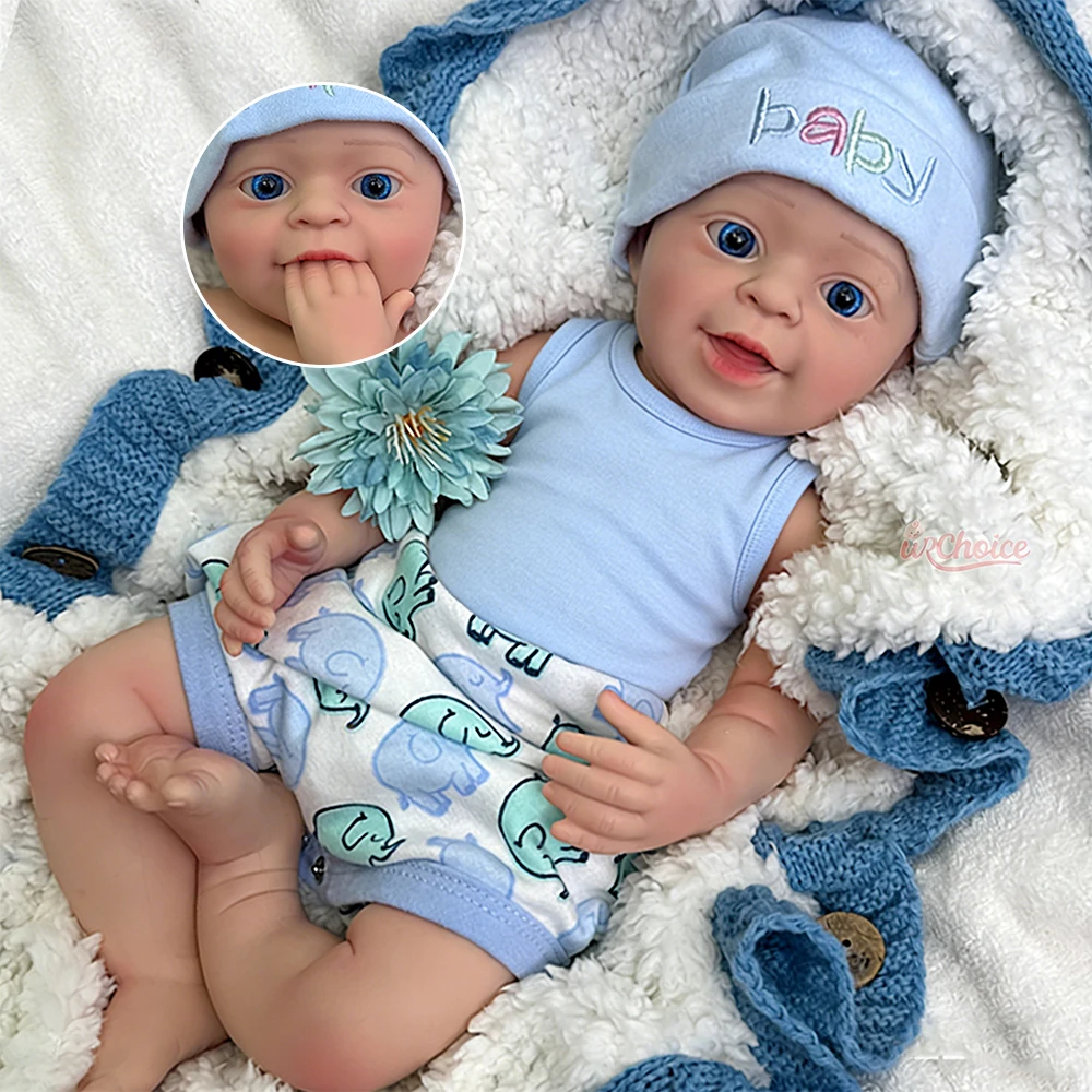 

18-дюймовая мягкая силиконовая кукла Reborn для маленьких мальчиков, реалистичная моющаяся кукла для новорожденных Bebe для детей, рождественский подарок