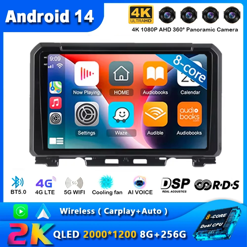 Android 14 Carplay Car Radio For Suzuki Jimny 2018 2019 2020 Navigation GPS Multimedia Player stereo BT DSP wifi+4G Auto 2 DIN