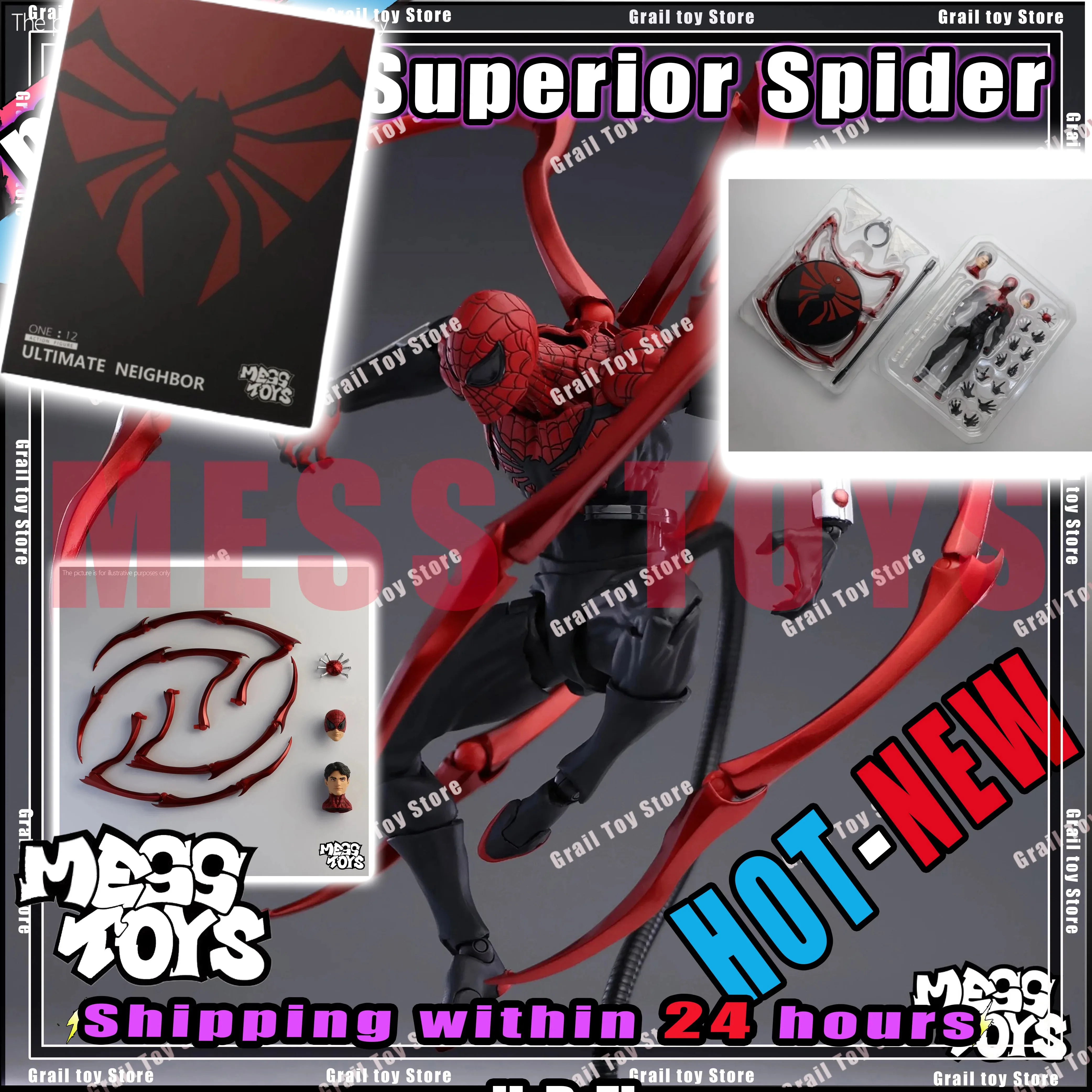 

New-Hot Mess Toys Superior Spider Man Peter Parker Messtoys Doctor Octopus Spiderman Neighbor Anime Action Figure Gifts Toy