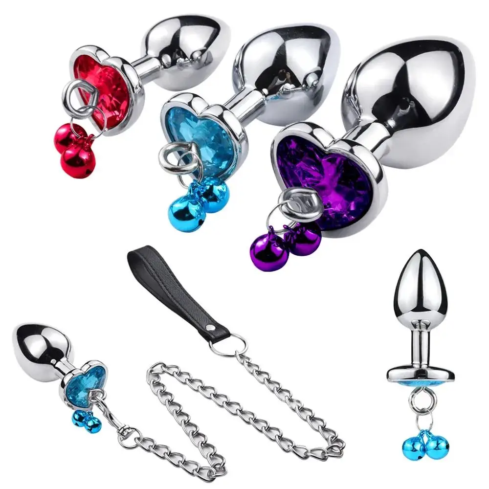 Traction Chain Bell Anal Plug Metal Anal Beads Crystal Anus Expander Erotic Beads Butt Plug Sex Toys for Women Gay Bdsm Slave