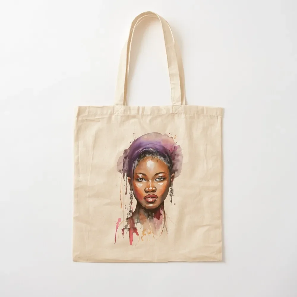 

2025 New Bags Frontal woman with intense look- Series The strength of women Tote Bag tote bag university tote bag men Canvas for