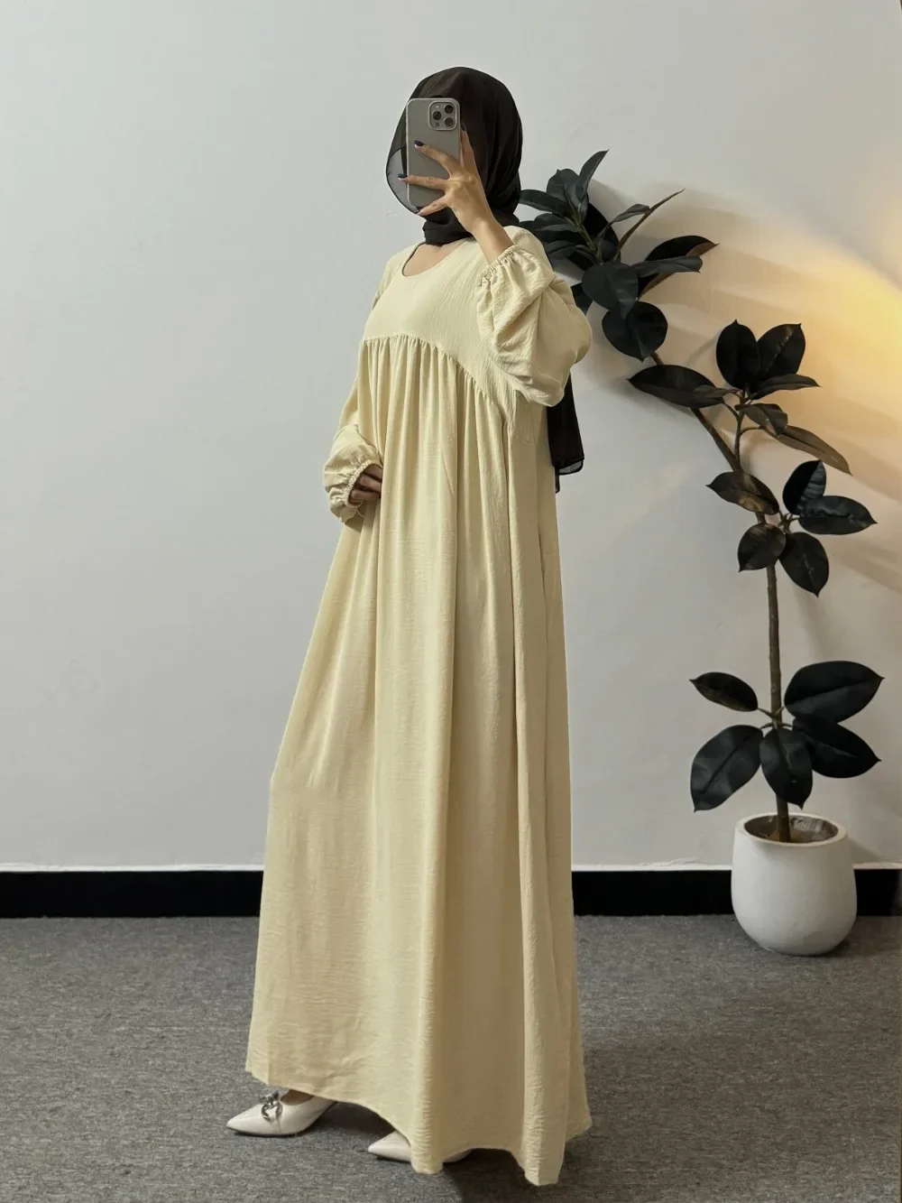 Full Sleeve Loose Maxi Prayer Dress Muslim Modest Dresses Jilbabs Casual Solid Pockets Robe Long Ramadan Dress Women Abayas