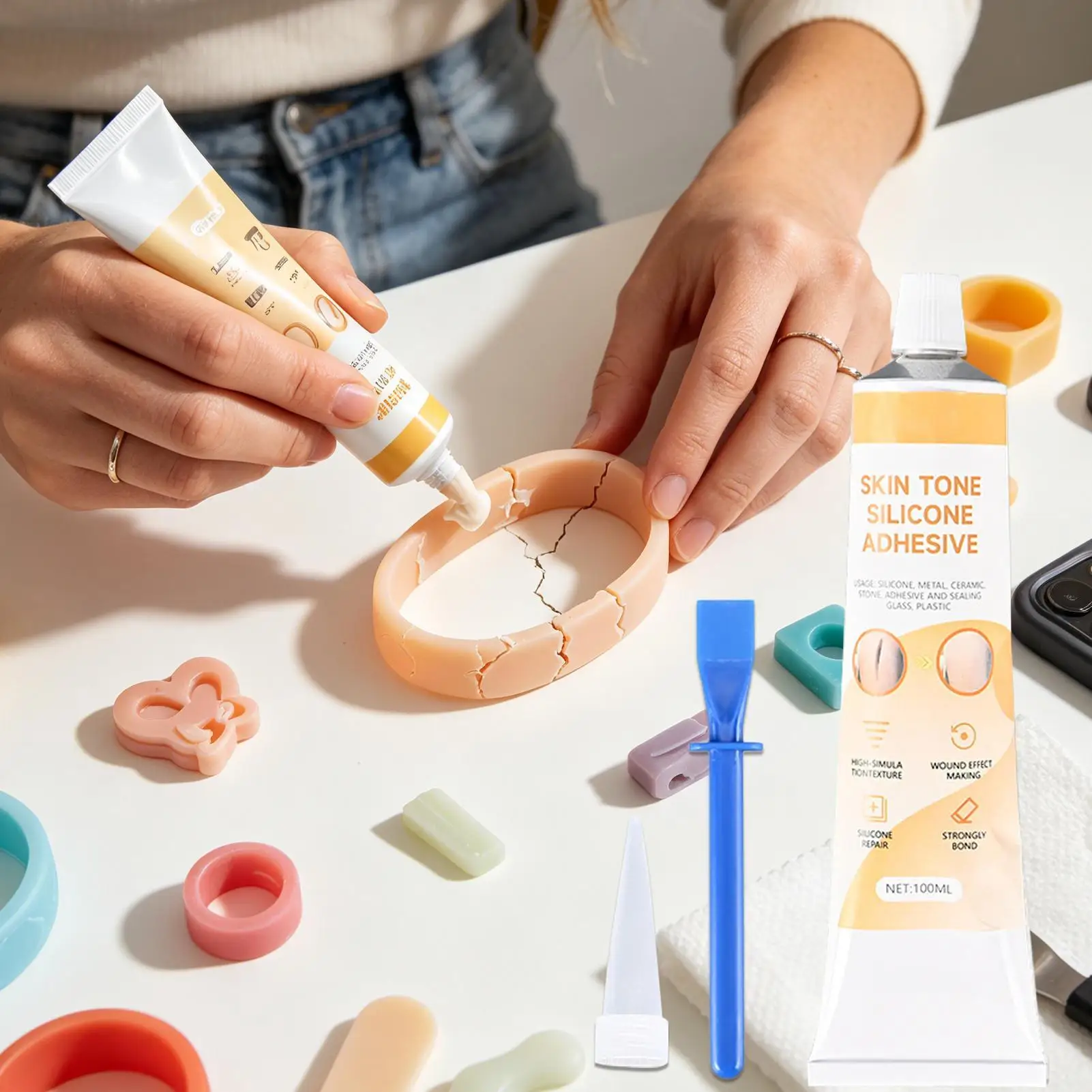 Silicone Rubber Sealant 100ml Waterproof Silicone Dolls Repair Tool Sealing Adhesive Glue For Makeup Model Making Crack Sealing