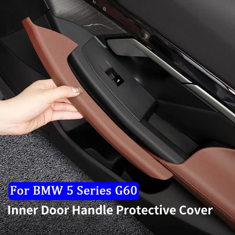 Car Interior Door Handle Protect Cover For BMW 5 Series G60 2024 ABS Inner Door Pull Trim Decora Stickers Auto Styling Accessory