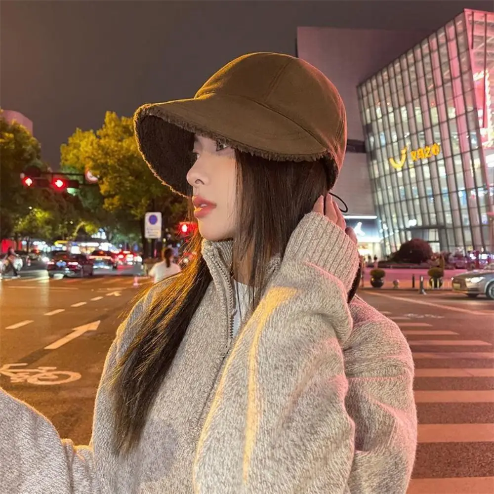 Kawaii يندبروف الصوف قبعة بيسبول لينة أفخم الشتاء بلغت ذروتها قبعة الرجعية سميكة قبعة دافئة امرأة #2