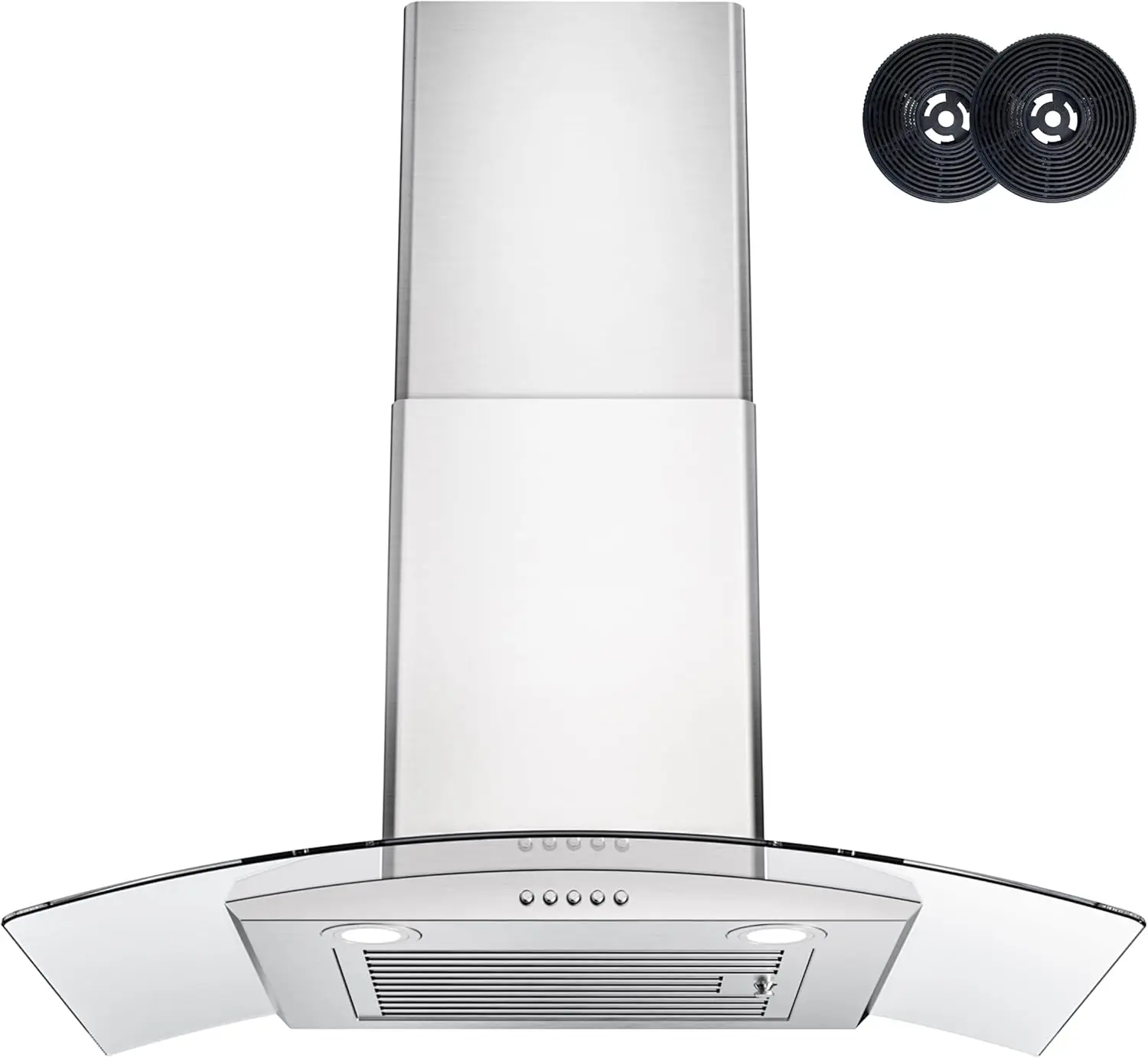 Hood 30 Inch, FIREGAS Ducted/Ductless Convertible Wall Mount Range Hood with Tempered Glass, 3 Speed Fan, 400CFM, Button Control