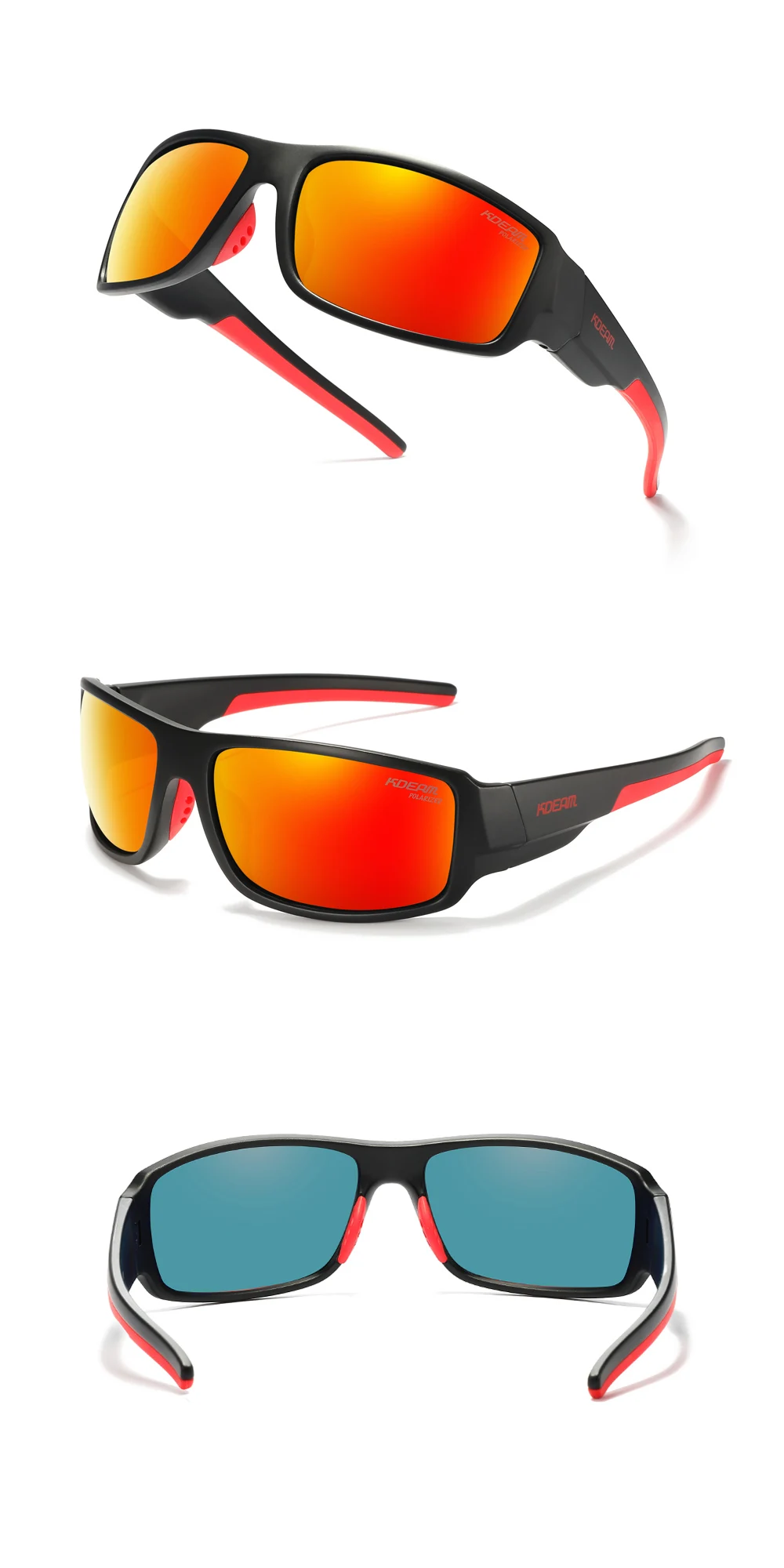 KDEAM Leistung Polarisierte Sonnenbrille Für Männer Druck Muster Design Rahmen Gläser Durchlässigkeit Cat.3 männer Sport Brille – Detail 19