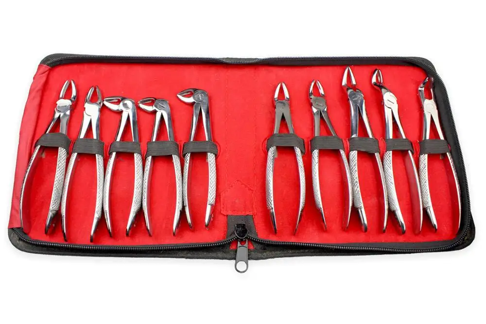 10pcs/set medical Adult Tooth Extracting Forceps Pliers With Toolkit Dental Surgical Extraction Instruments For Dental Clinic