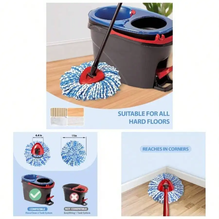 

microfiber mop set,easy to replace, includes 3 cedar mop replacement heads, 1 mop base,suitable for living room,bedroom cleaning