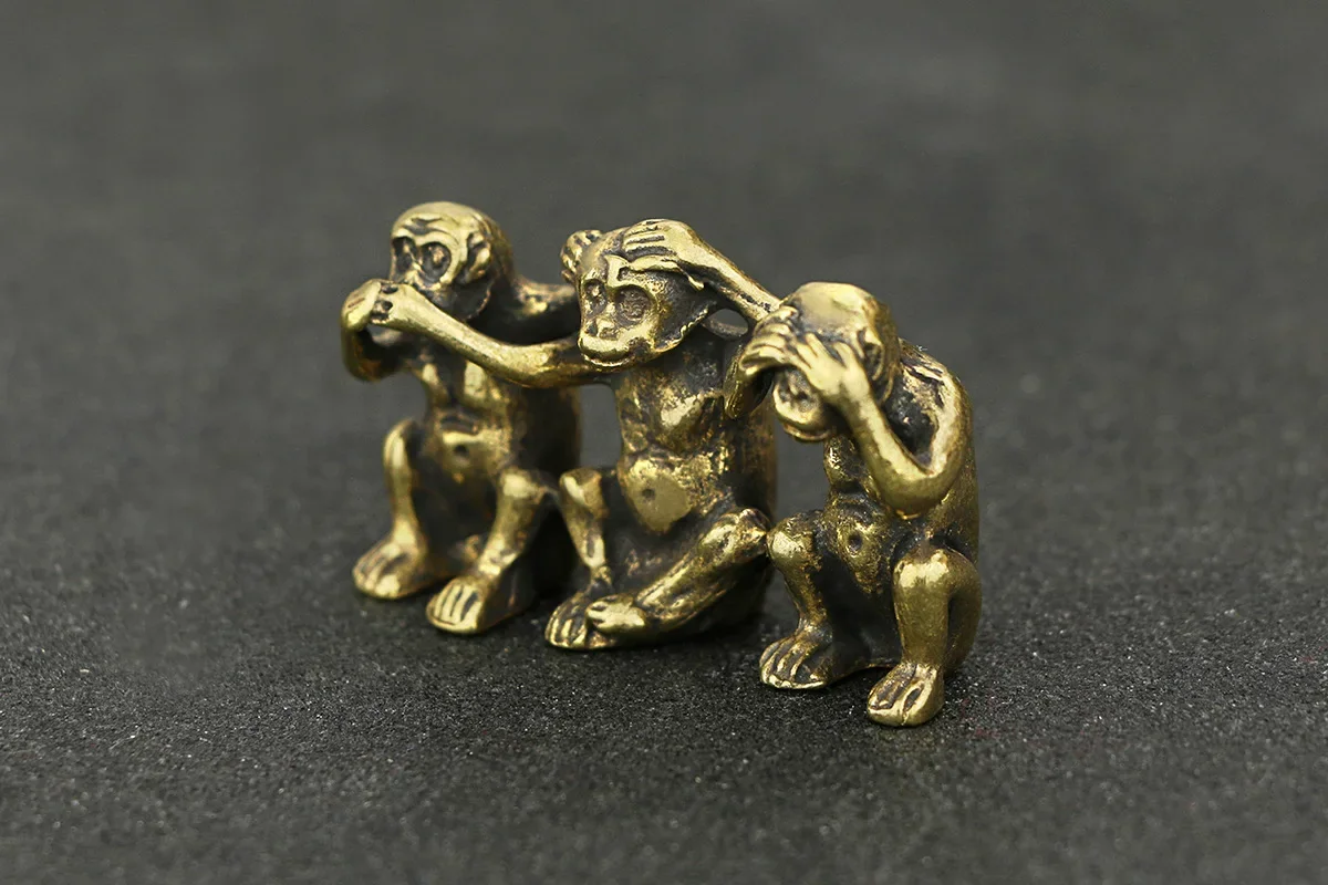 Copper Three Monkeys Feng Shui Creative Crafts Home Decorations don't Say don't Listen don't See Monkey Figurines Ornaments Gift