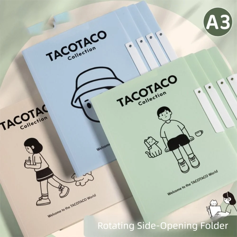 4PCS New Portable Foldable Folders A3 To A4 Versatile File Contract Folders Organize Artifacts Folding Board Folder