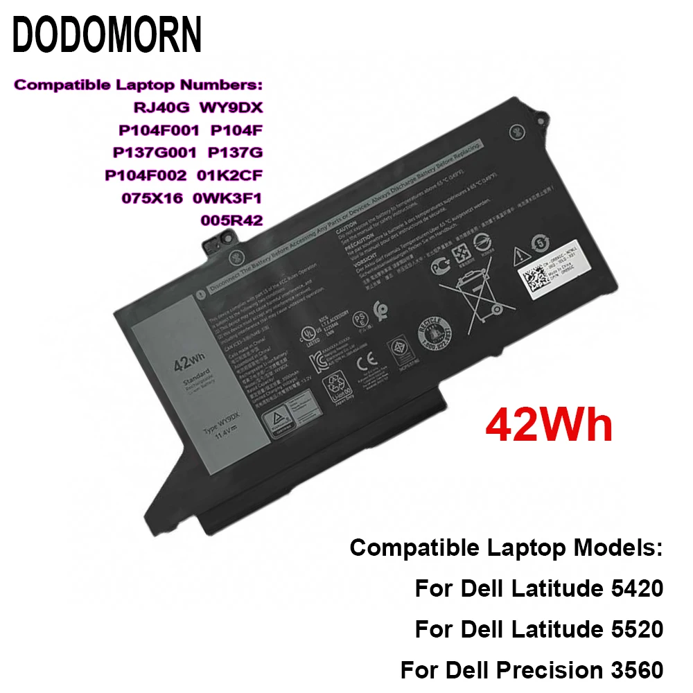 Factory Direct WY9DX RJ40G Laptop Battery For Dell Latitude 5420 5520 Precision 3560 OEM Part 01K2CF M033W