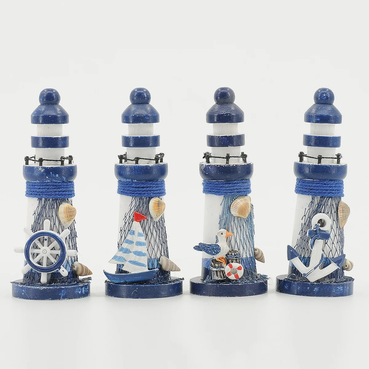 Handmade wooden lighthouse decoration marine theme space home decoration natural crafts