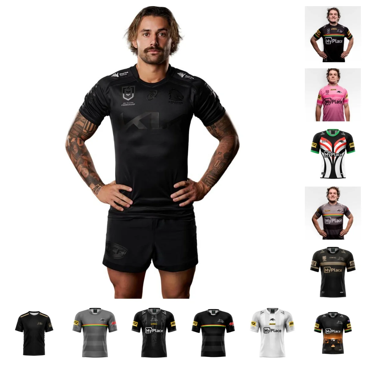 

2024 Black Panthers Men's Home and Away Training Uniform/Legion/Splicing/Fishing Shirt/Indigenous/High Quality Jersey