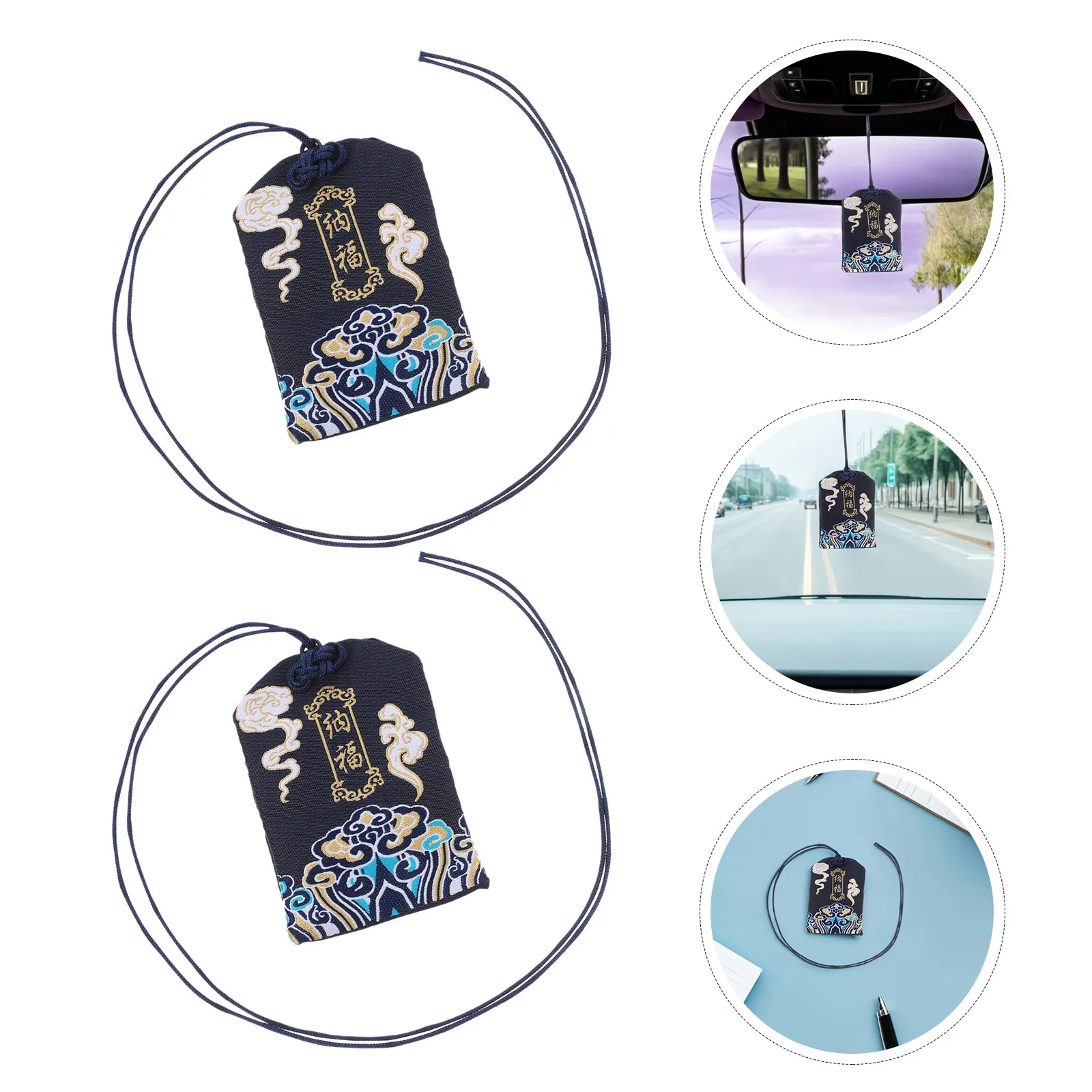 10 amulettes Omamori japonaises, sachets brodés en brocart avec des nuages, porte-bonheur, pendentif de bénédiction pour la réussite professionnelle et la prospérité