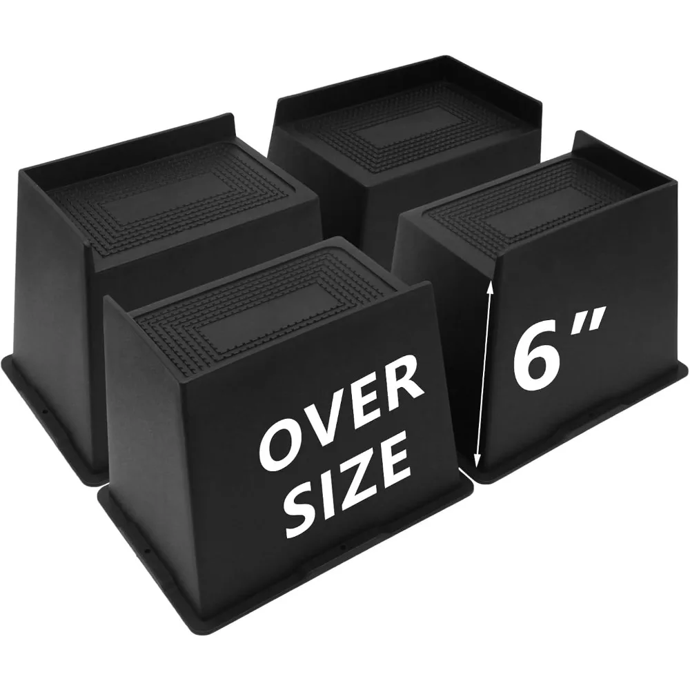 4 pacotes de elevadores de cama de 6 polegadas, resistentes, elevadores de móveis de grandes dimensões, elevadores de cama extra largos para mesa, sofá, dormitório duplo XL, Couc