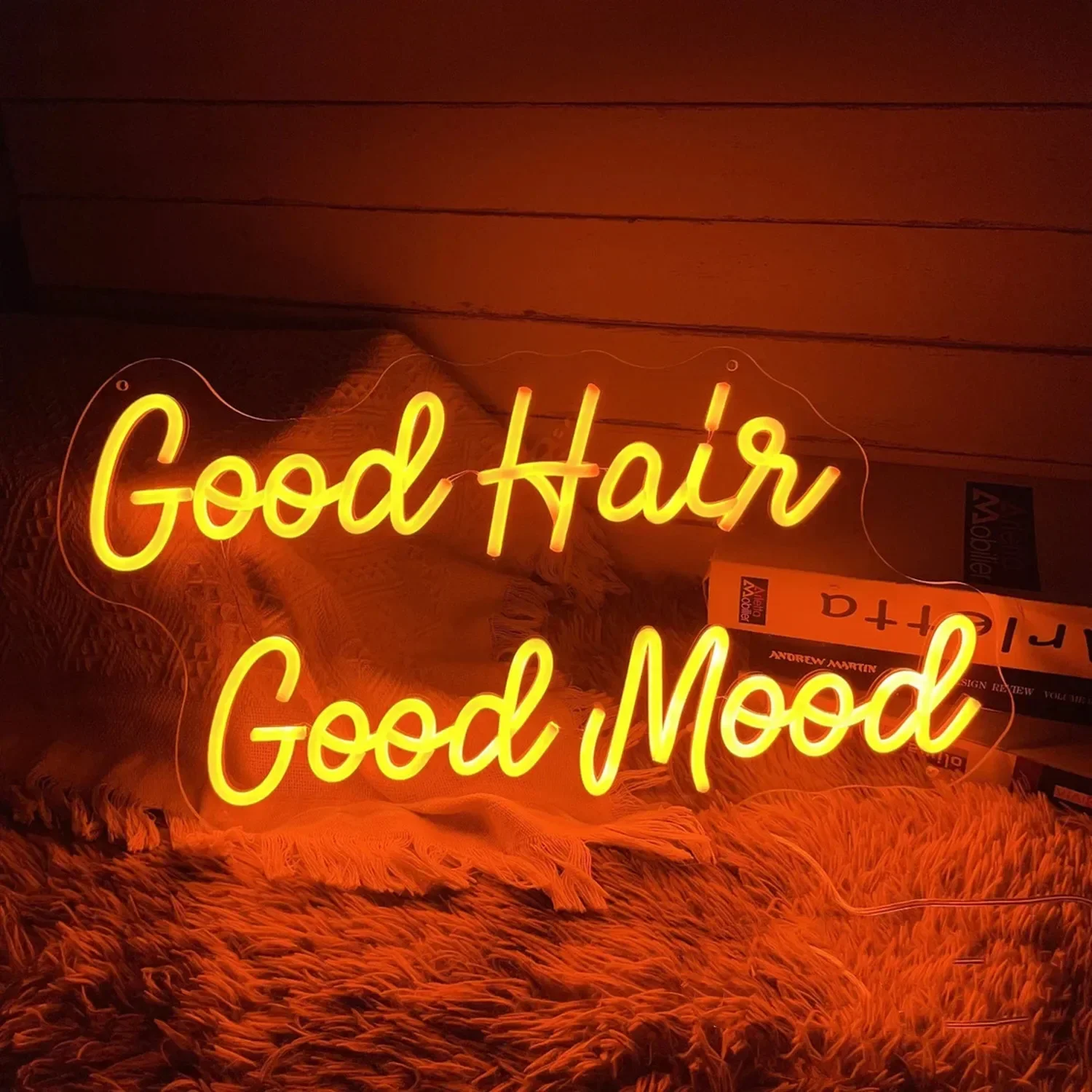 Good Hair Good Mood Neon Sign LED Wall Art USB Powered Acrylic Glow Lamp Hair Salon Theme Decor Home Bedroom Vanity Party Light