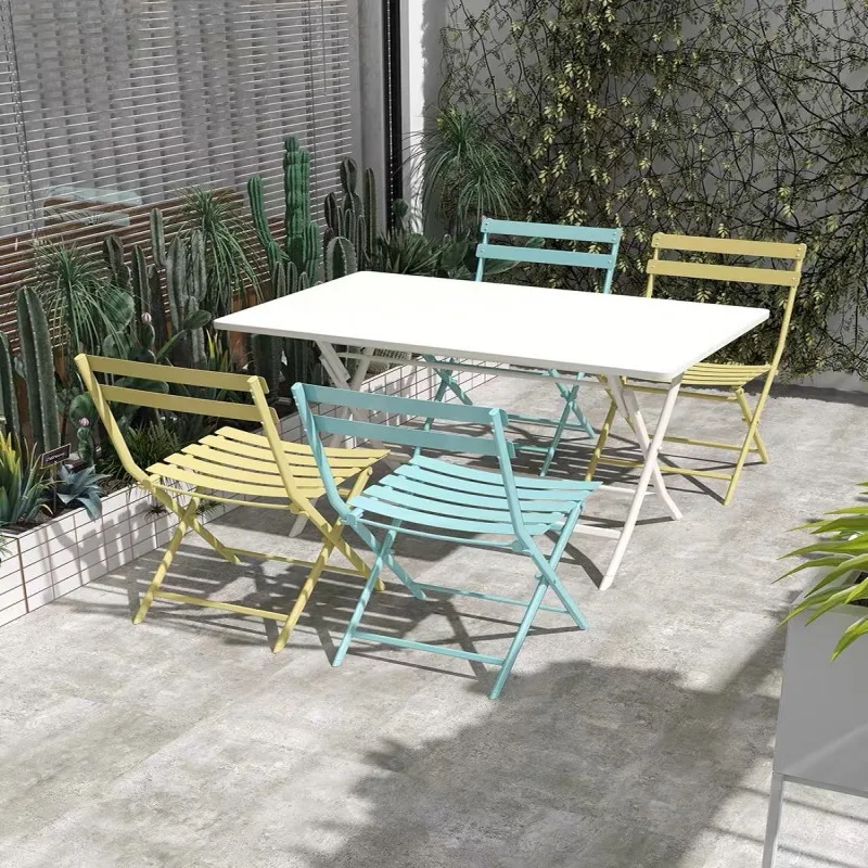 Modern Minimalist Foldable Table & Chair Set, Rustproof Outdoor Furniture for Terrace, Cafe & Courtyard