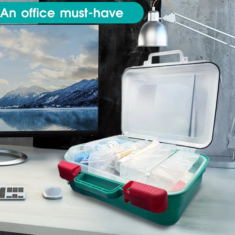 

350 Piece Emergency First Aid Kit, Home Emergency Supplies, Hard Case, Double Layer, Wall Mountable, For Outdoor Sports, Camping