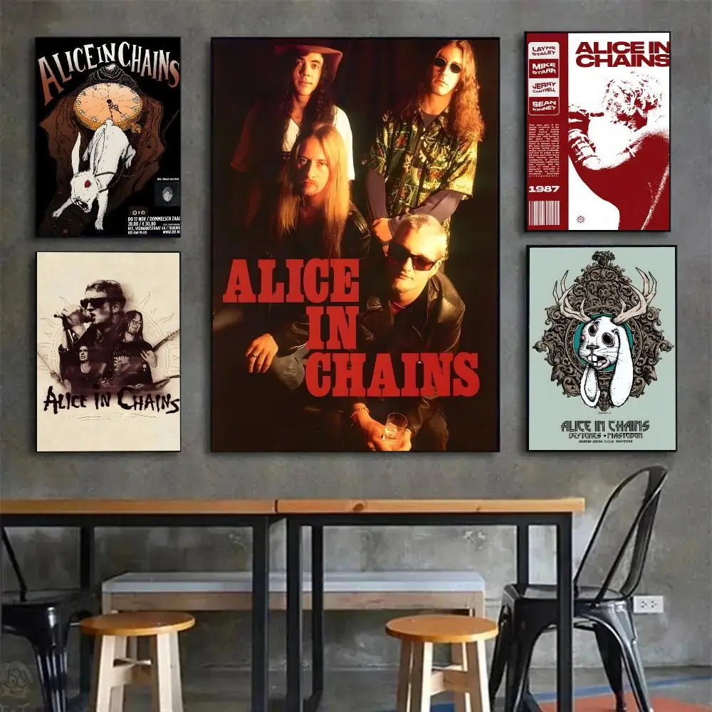 Band Grunge Alice In Chains Poster Painting Wall Art Mural for Living Room Home Decor and Gifts