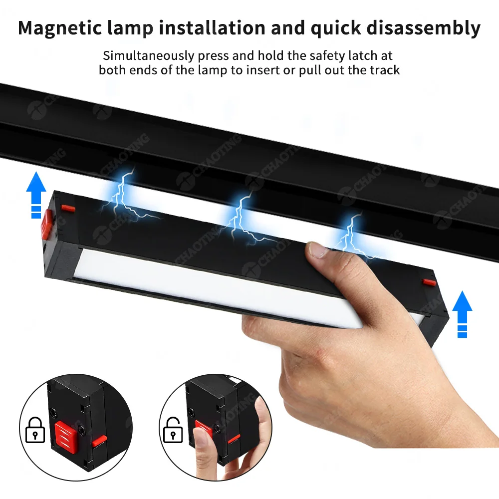 LED COB Track Light Surface Mounted Recessed Magnet Rail Lighting 220V TUYA Smart Dimmable Magnetic Track Linear Light System