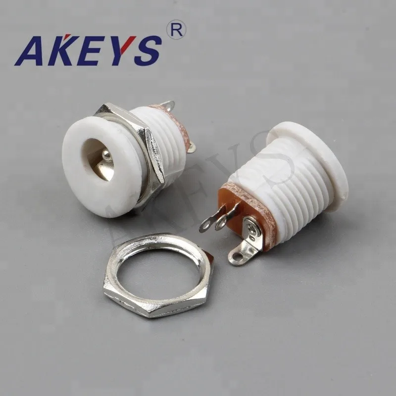 10 PCS DC-022M white 5.5*2.1MM round DC power socket jack pcb Mount DC jack with screw nut