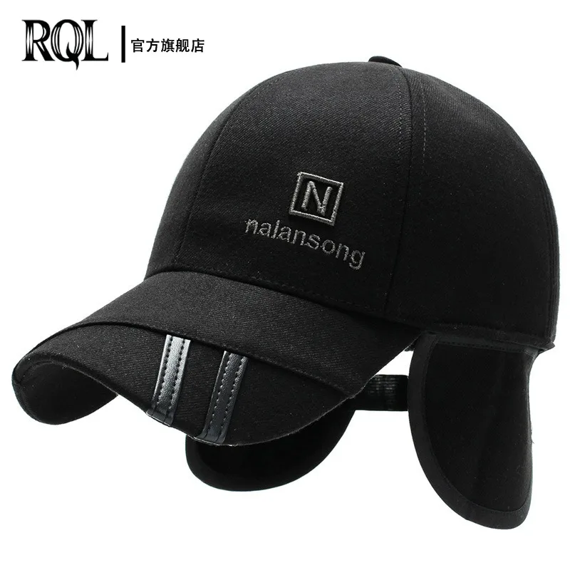 Men\'s Hat Wool Winter Baseball Cap Male Thickened Sport Trucker Cap Brand Warm Earflap Windproof Dad Hat Adjustable Snapback