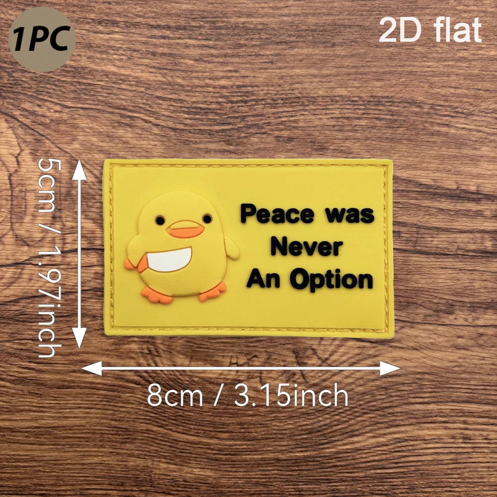 Yellow Rectangular Cartoon Duck English Slogan 2D Flat Pvc Material 1Pc Velcro Patch with Solid Yellow Background Cute Duck Design Single Piece with Hook and Loop Backing Included, Each Piece Comes with a Matching Hook Surface Patch, Waterproof and Flexible, Suitable for Tactical Backpacks, Work Vests, Outdoor Jackets