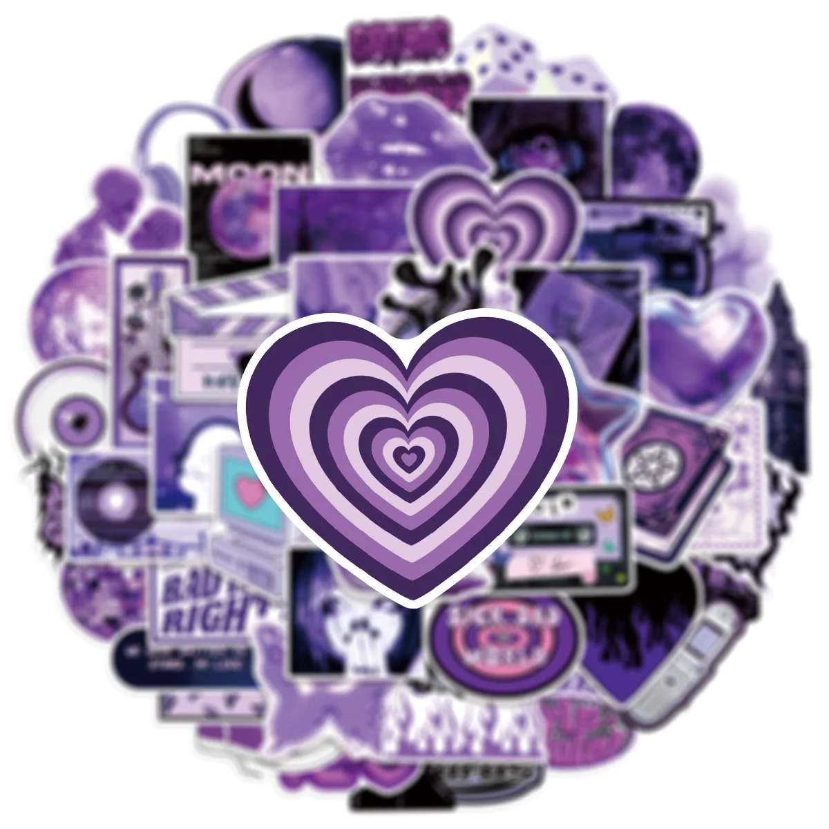 50/100Pcs Purple Y2K Girl Graffiti Sticker Office School Supplies Stationery Decals Trolley Case Scooter Helmet Fridge Stickers view 3