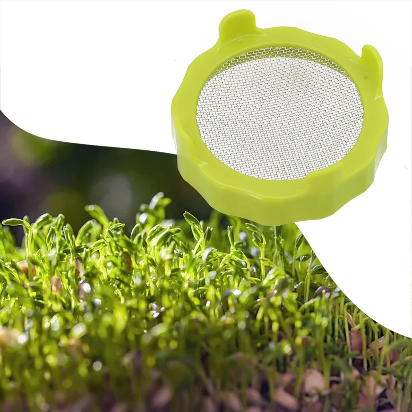 1pc Plastic Sprout Lid For Wide Mouth Jars Grow Bean Sprouts Alfalfa Salad Garden Supply Stainless Steel Mesh Design Sprout Lid