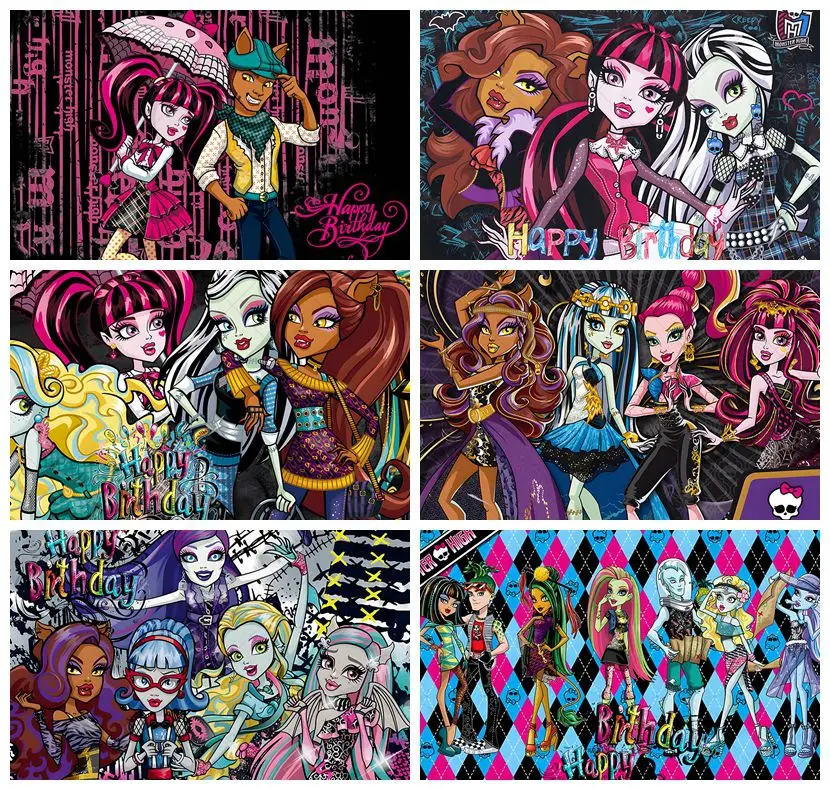 Disney Vampire Girl Backdrop Birthday Party Banner Monster High Aldult Kids Room Photography Decor Studio Custom Background