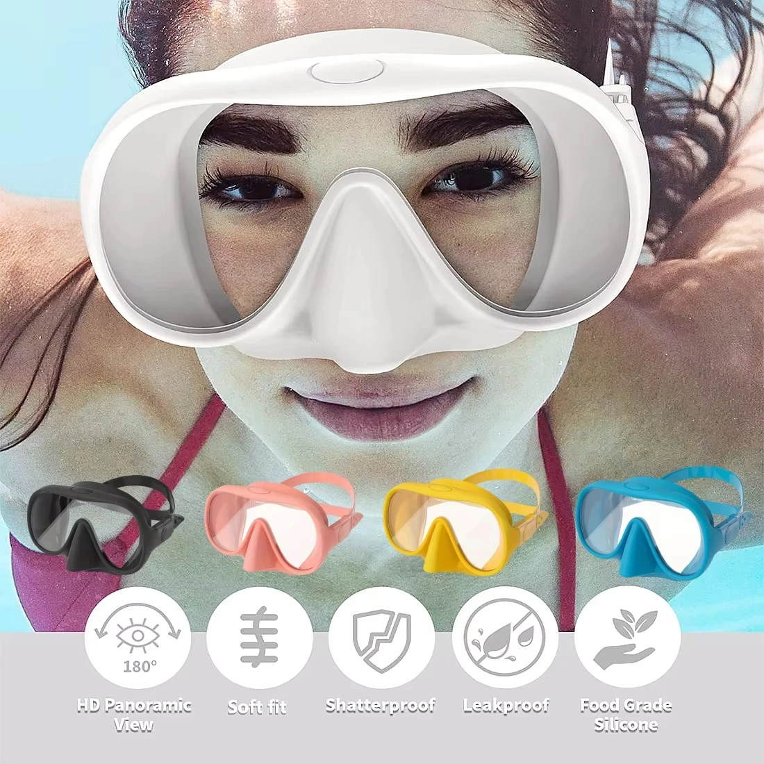 all-inclusive diving lens snorkeling mask silicone diving mask professional mask for men Free Diving Mask Breathing Glasses