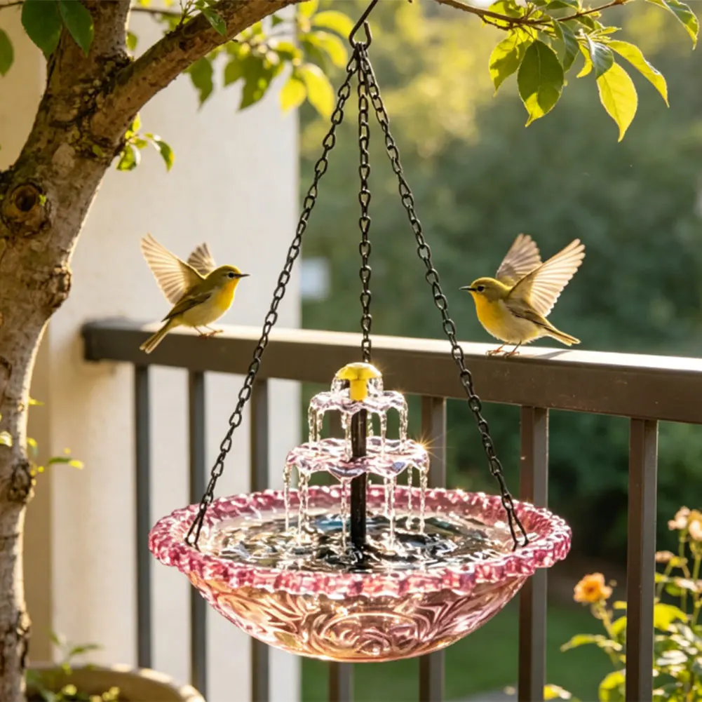 Bird Feeder For Outdoor Hanging Style Solar-Powered Bird Bath With Fountain: Enhance Your Garden & Attract Wildlife