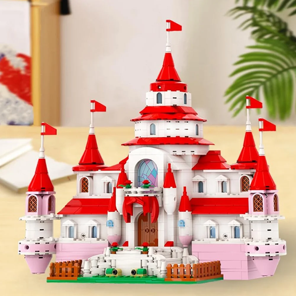 

Красный строительный блок, игрушка-замок, образовательный унисекс, детский конструктор, игровой набор