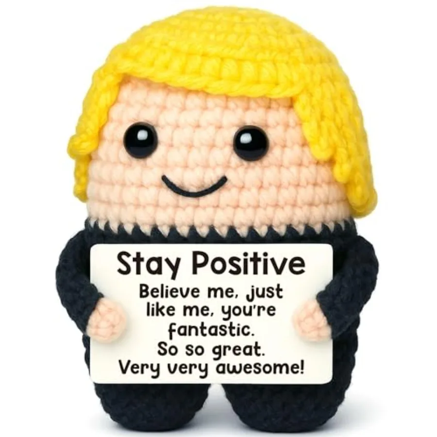 مضحك صغير إيجابي الكروشيه الحيوان هدايا للنساء الرجال بوس يوم هدايا عيد ميلاد له المراهقين بنين ابن زميل العمل عيد الميلاد Stocki