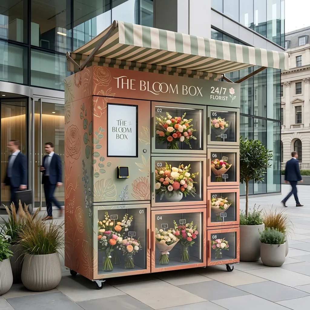 FL Exhibition Hall Flower Vending Machine Silent Cooling System Multi-channel Payment Fresh Bouquet Unmanned Retail Device