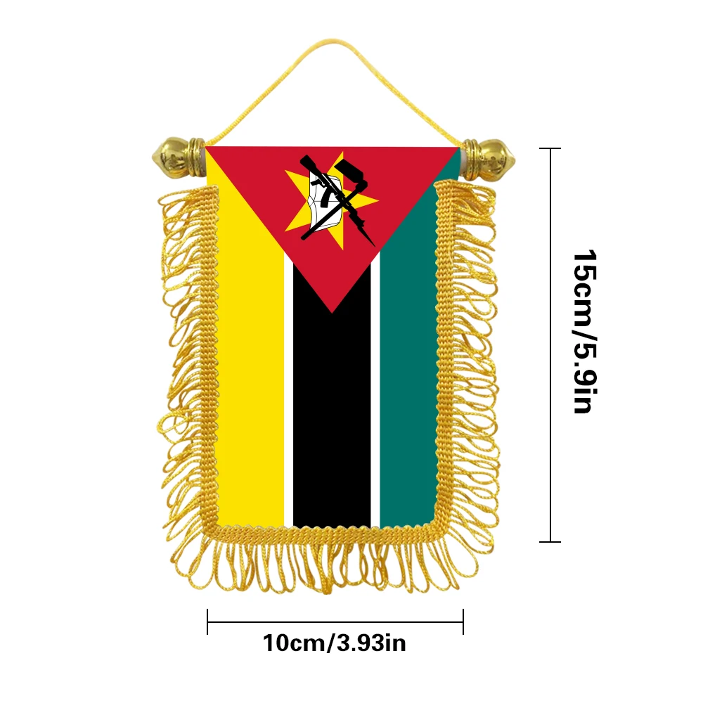Mozambique small hanging flag 10x15cm triangular flag car decoration hanging flag double-sided pattern with suction cup