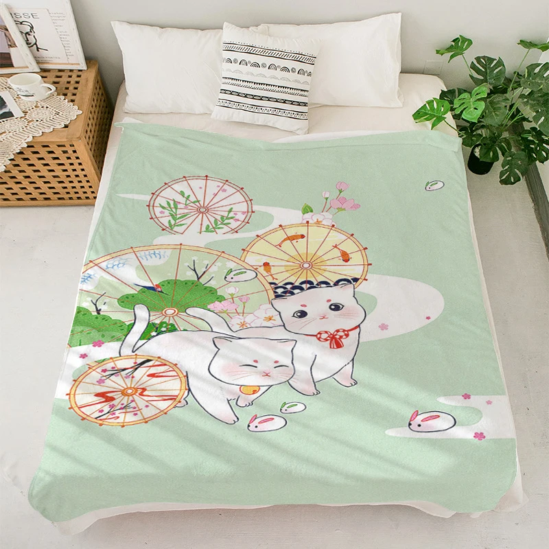 

Custom Blanket S-Lucky Cats Anime Blankets Fluffy Soft Blankets Microfiber Blankts King Size Blanket Warm Knee Nap Blankes