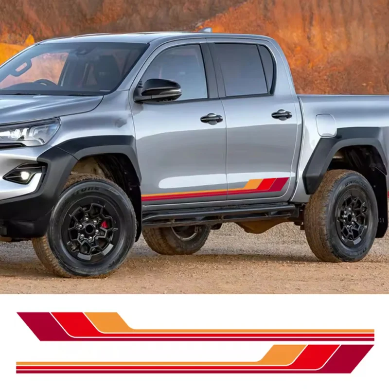 

Наклейка на боковую часть кузова автомобиля для Toyota Hilux Revo Vigo Rocco SR5, цветные полосы, декоративная наклейка, виниловое покрытие, украшение, автомобильные аксессуары