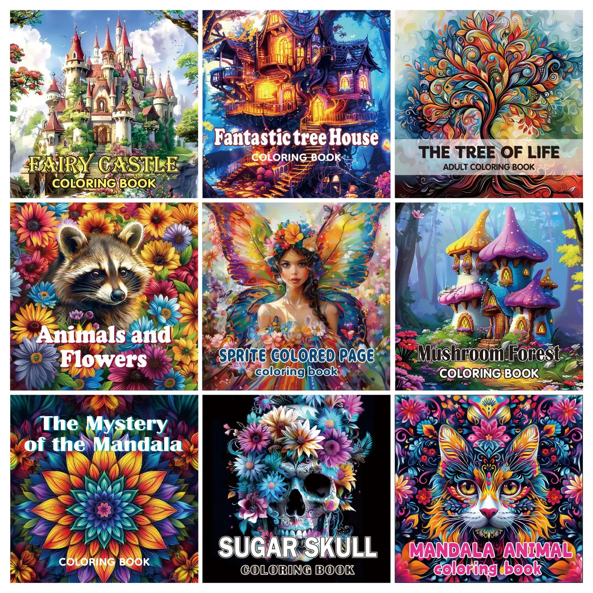 Mandala Animal Coloring Book Adult Coloring Book 24 Pages Graffiti Watercolor Creative Coloring Illustrations