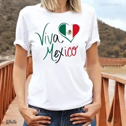 Independencia De Mexico Cotton T-Shirt Hispanic Heritage Month TShirt Mexican Day Outfit Viva Mexico Festival Koszulka z krótkim rękawem