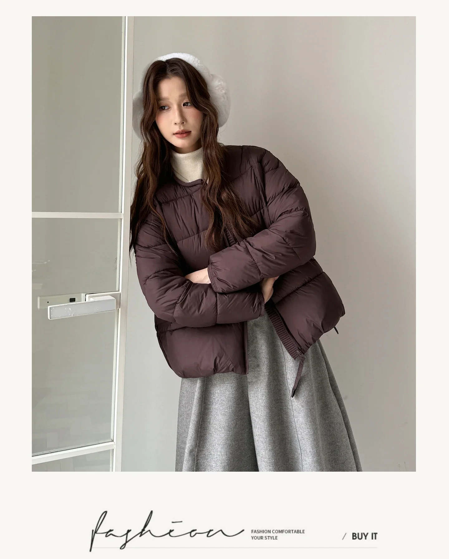 2026 Winter Women's Jacket Korean Patchwork Zipper Stylish Parkas Minimalist Versatile Coat Warm O-Neck Cotton Padded Outerwear