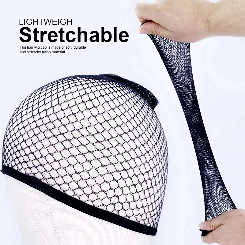1/3Pcs Black Nylon Mesh Wig Cap, Closed End High Stretch Breathable Hairnet Invisible Wig Liner for Women