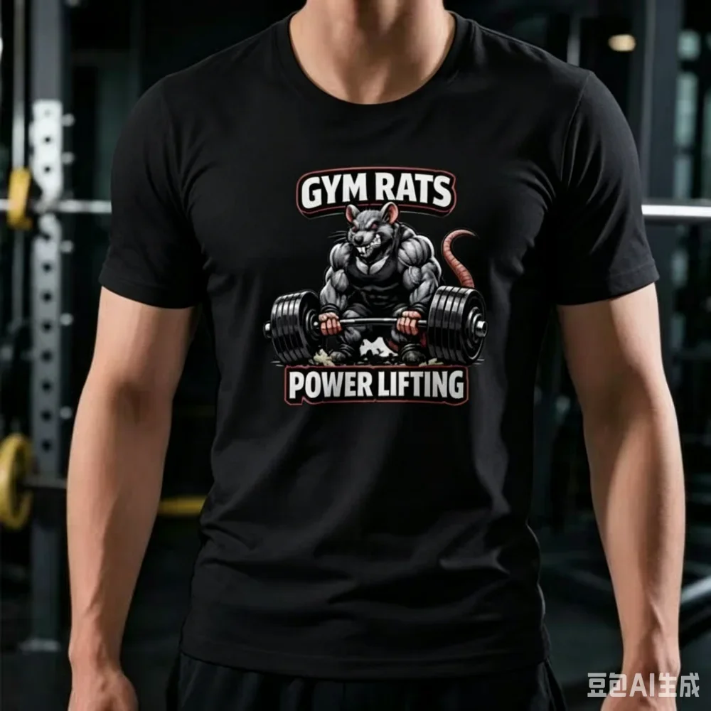

Fashion Gym T-shirt Man Funny 3D Cartoon Mouse Pattern Short Sleeve Tee Casual O-neck Loose Tops Summer Running Fitness Clothing