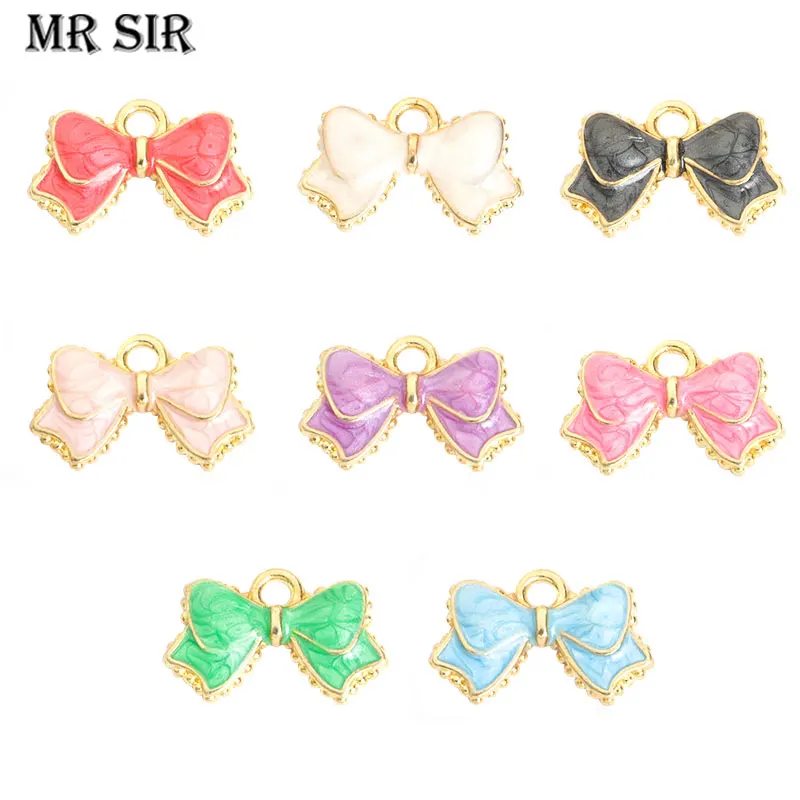 20Pcs Exquisite Enamel Bowknot Charms Girls Colourful Cute Bow Tie Pendants Diy Bracelets Earring Necklace Jewelry Accessories